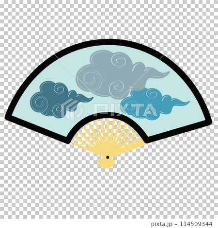 畫有雲的扇子插圖 114509344