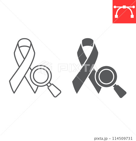 Cancer prevention line and glyph icon Cancer prevention line and glyph icon 114509731