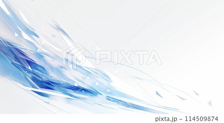 青色の幾何学模様の抽象波形背景イメージ　AI生成画像 114509874