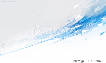 青色の幾何学模様の抽象波形背景イメージ　AI生成画像 114509878