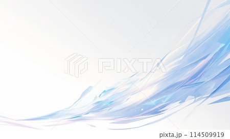 青色の幾何学模様の抽象波形背景イメージ　AI生成画像 114509919