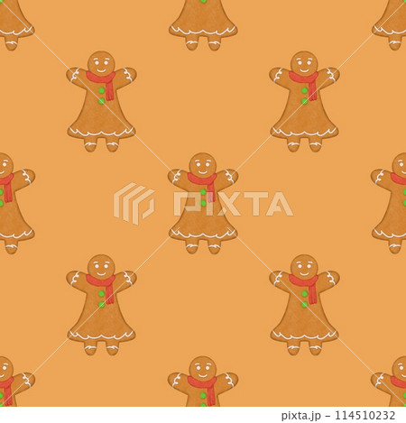 seamless pattern with gingerbread people 114510232