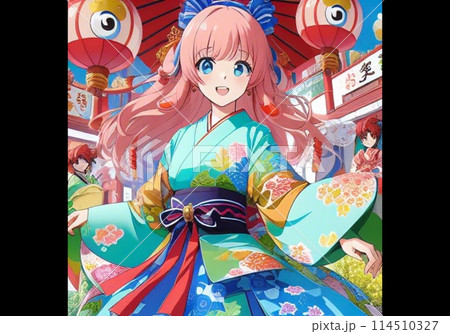 桃髪和装お嬢様系美少女 114510327