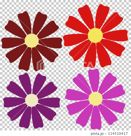 赤と紫系の花のモチーフ 赤と紫系の花のモチーフ 114510417