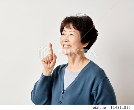 何かを思い出した年配の女性 114511813
