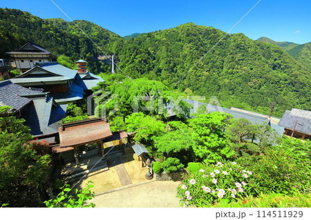 【和歌山県】快晴の那智山青岸渡寺と那智の滝（熊野那智大社） 114511929