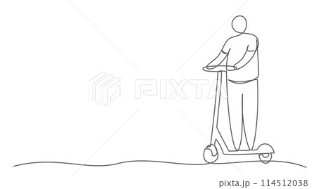 Electric scooter One line drawing on white background 114512038
