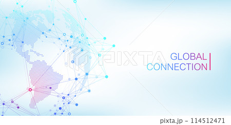 Global network connection banner design template. Header social network communication in the global business concept. Big data visualization. Internet technology 114512471