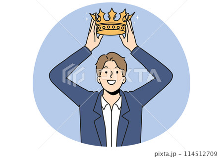 Smiling businesswoman out crown on head 114512709