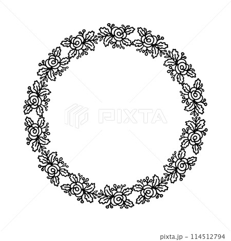 Black and white floral elements for design card , invitations or colorin page Black and white floral elements for design card , invitations or colorin page 114512794
