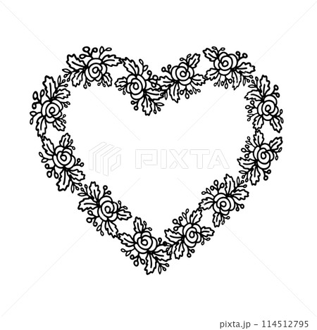 Black and white floral elements for design card , invitations or colorin page Black and white floral elements for design card , invitations or colorin page 114512795