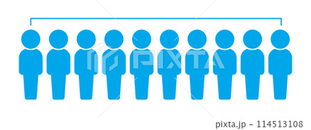 10人の人型のシルエットをグループにしたアイコン - 10人組･チームのイメージ素材 114513108