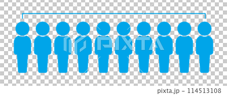 10人の人型のシルエットをグループにしたアイコン - 10人組･チームのイメージ素材 114513108