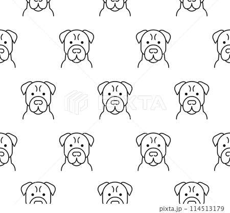 Seamless vector pattern of dog head thin line 114513179