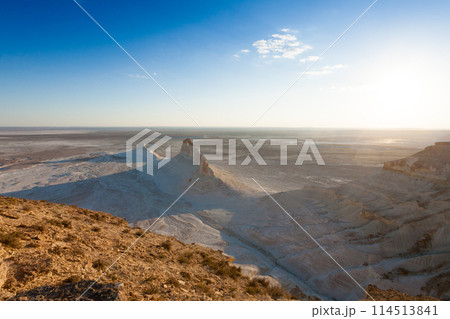Beautiful Mangystau landscape, Kazakhstan. Ak Orpa pinnacles view, Bozzhira valley 114513841