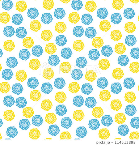 背景イラスト素材　青と黄のバラの模様（4） 114513898