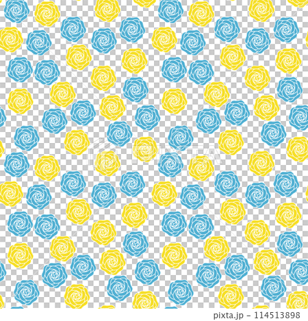 背景イラスト素材　青と黄のバラの模様（4） 114513898