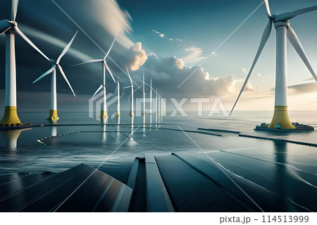 Panoramic view of wind farm or wind park, 114513999