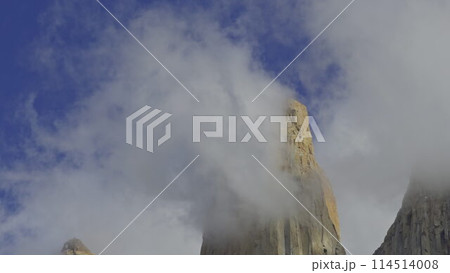 Torres del Paine Peaks Shrouded in Misty Clouds 114514008
