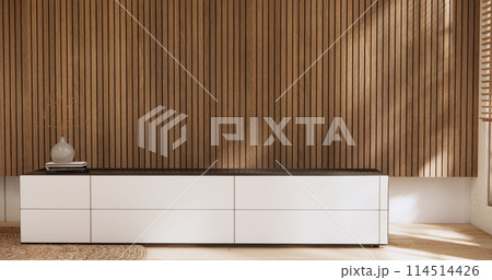 Cabinet wooden design on white room interior modern style.3D rendering 114514426
