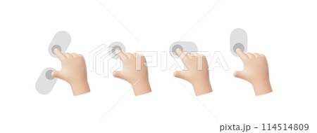 Illustrations of cartoons 3D gestures hand for interactive mobile interfaces on a white background Illustrations of cartoons 3D gestures hand for interactive mobile interfaces on a white background 114514809