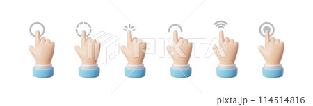 Vector set of 3D hand gesture icons for touch control on isolated background. Vector set of 3D hand gesture icons for touch control on isolated background. 114514816