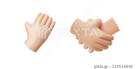 3D hand gesture icons in cartoon style on isolated background. 3D hand gesture icons in cartoon style on isolated background. 114514830