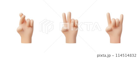 A set of 3D hand gestures in vector format on a white background A set of 3D hand gestures in vector format on a white background 114514832