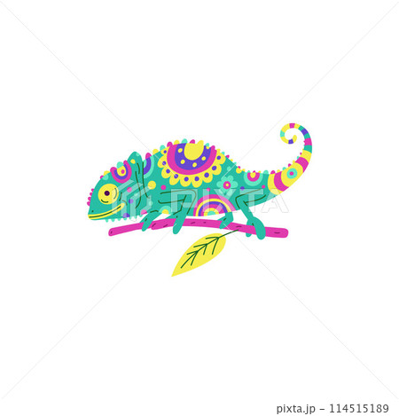 Mexican chameleon with colorful alebrije design. Vector illustration. Mexican chameleon with colorful alebrije design. Vector illustration. 114515189