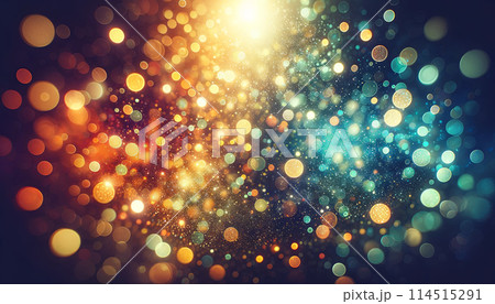 Abstract bokeh lights vibrant colors dark background. Creative concept festive celebration themes 114515291