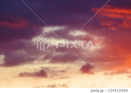 red clouds on the sky at dusk. dramatic nature background. weather change before the rain red clouds on the sky at dusk. dramatic nature background. weather change before the rain 114515504