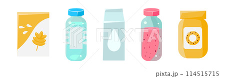 Foodstuff and Products from Supermarket Item Vector Set 114515715