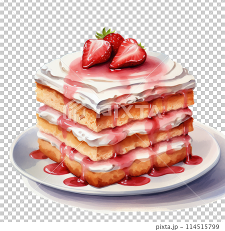 Delicious Cake With Fresh Strawberries 114515799