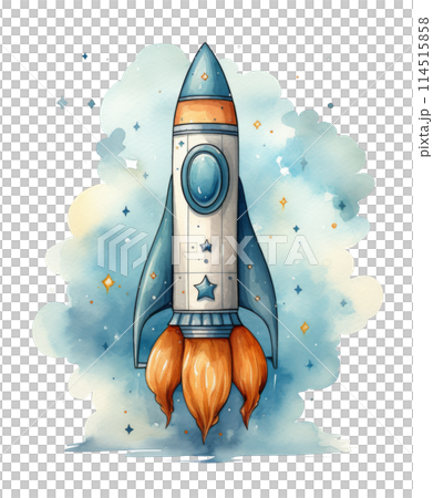 White Rocket Ship on Table 114515858