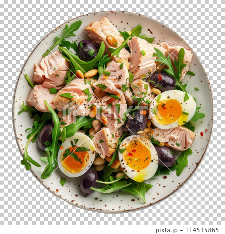 Salad With Hard Boiled Eggs and Olives 114515865
