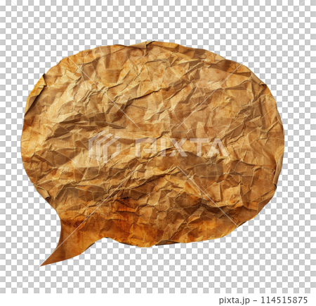 Brown Crumpled Paper Speech Bubble 114515875