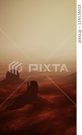 Alien Landscape With Dominant Rock Formation Alien Landscape With Dominant Rock Formation 114516018