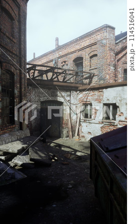 Brick Building With Open Door, vertical Brick Building With Open Door, vertical 114516041