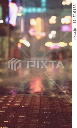 Blurry Night City Street in Asian Town Blurry Night City Street in Asian Town 114516136
