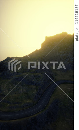 Winding Road Through Scottish Mountain 114516187