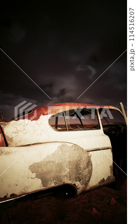 Vintage Car Abandoned in Field 114516207