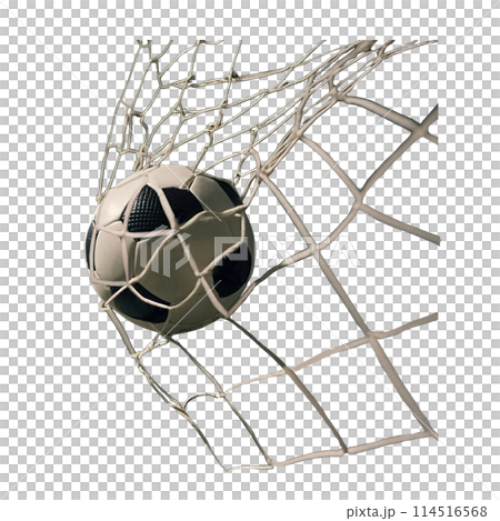 Football. The ball flies into the net. Close-up, no background 114516568