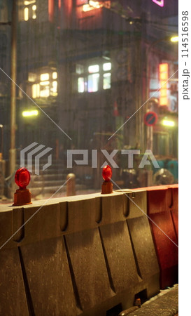 Rainy Night in Small Asian Town Street Rainy Night in Small Asian Town Street 114516598