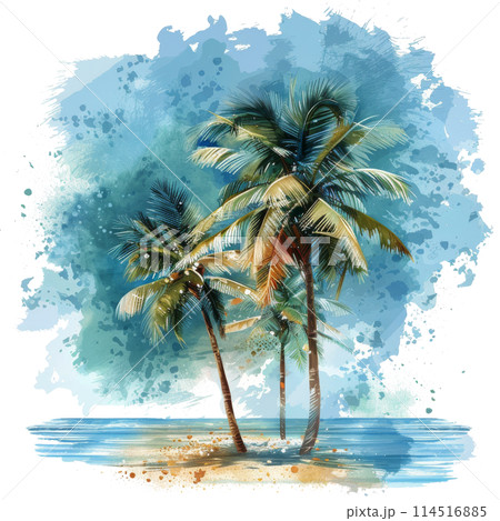 Two Palm Trees on a Beach 114516885