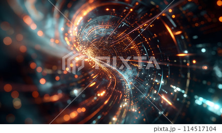 Futuristic Tunnel Illuminated by Neon Lights 114517104