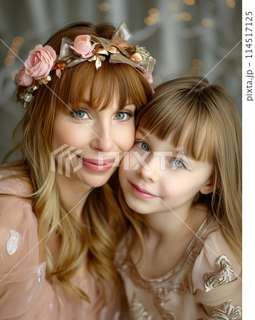 Mother and Daughter Posing for a Picture 114517125