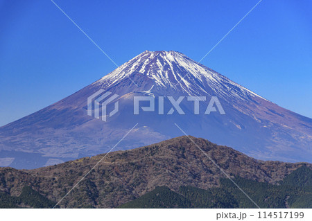 神奈川県下足柄群箱根町の大観山から撮影した富士山（冬） 114517199