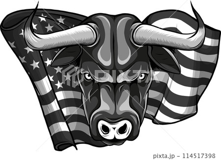 vector illustration of Monochrome head bull with usa flag vector illustration of Monochrome head bull with usa flag 114517398