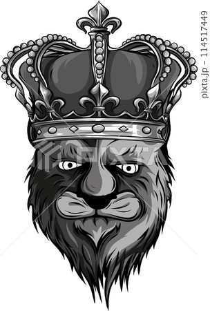 vector illustration of silhouette of king lion on white background 114517449
