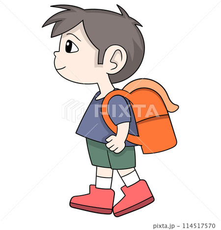 school children walking carrying bags to go school children walking carrying bags to go 114517570